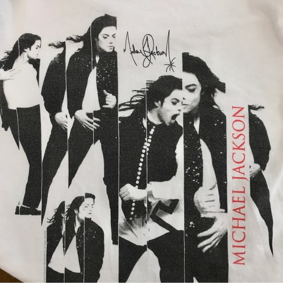 Michael Jackson Vintage Concert Cropped Tee Shirt Black & White Rare - Picture 1 of 5